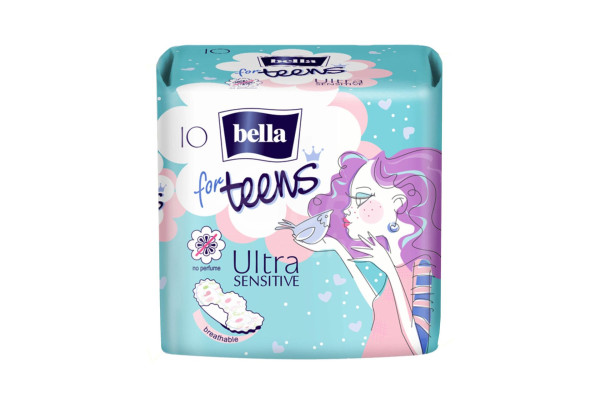 Dívčí vložky Bella Teens Ultra Sensitive 10ks s křidélky