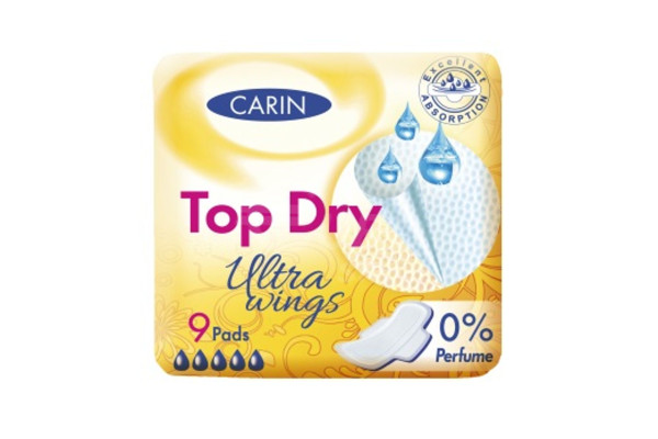 Dámské vložky Carine Ultra Wings Top Dry 9ks s křidélky