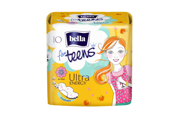 Dívčí vložky Bella Teens Ultra Energy 10ks s křidélky