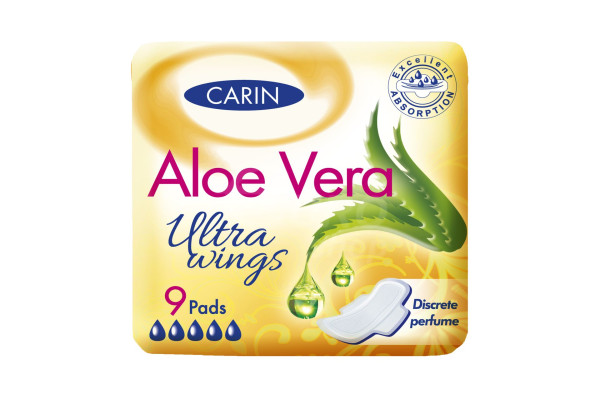 Dámské vložky Carin Aloe Vera Ultra Wings 9ks s křidélky