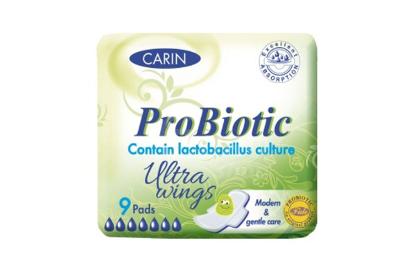 Dámské vložky Carin ProBiotic Ultra Wings 9ks s křidélky